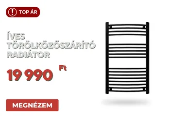 Íves törölközőszárító radiátor 1000x600 mm fekete