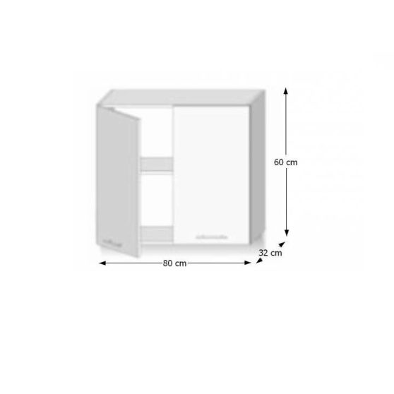 LINE WHITE Felső szekrény 2 ajtós függőleges extra magasfényű fehér