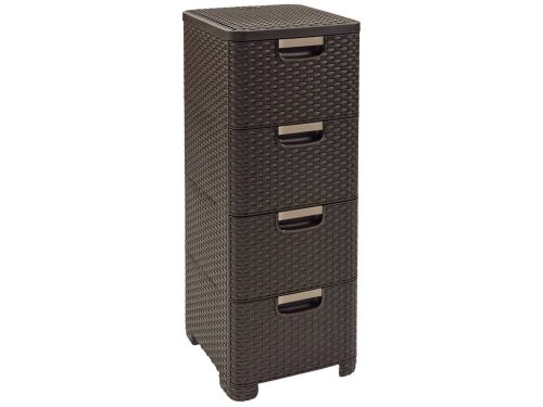 Style rattan 4 fiókos szekrény barna