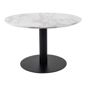 Bolzano dohányzóasztal márványhatású tetejű, fehér, fekete lábbal ø70x45 cm