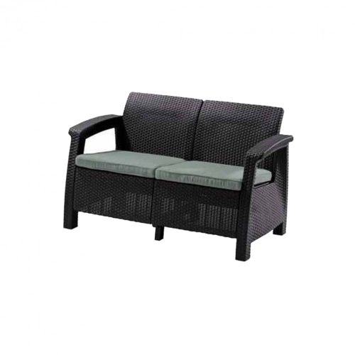 Corfu love seat, grafit színben, világos szürke párnával