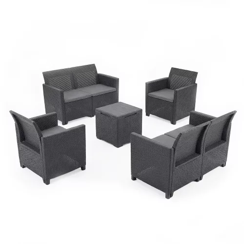 Claire IV 6 személyes kerti bútor garnitúra vigo tárolós asztallal grafit