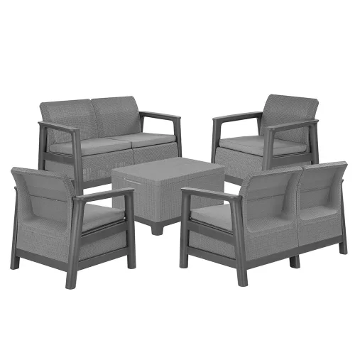 Scandi Box max linea duo kerti bútor szett jute tárolós asztallal