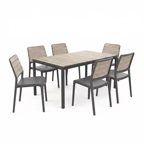 Porto Nova 160 6+1 kerti bútor garnitúra szett kőris-grafit