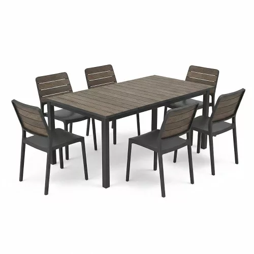 Porto Nova 160 6+1 kerti bútor garnitúra szett dió-grafit