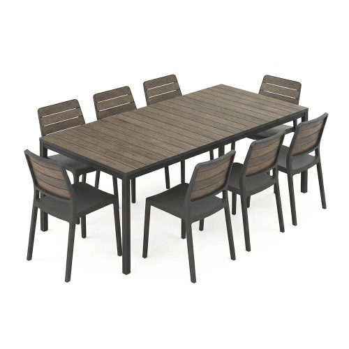 Porto Nova 200 8+1 kerti bútor garnitúra szett dió-grafit