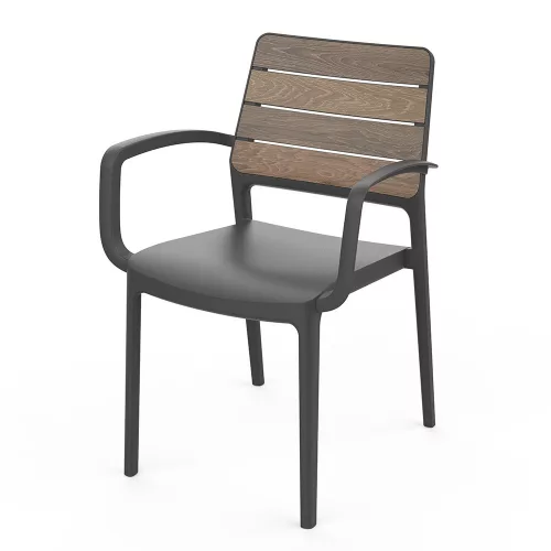 Porto kartámaszos műanyag kerti szék dió-grafit