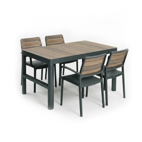 Deco Lyon 4+1 kartámaszos kerti bútor garnitúra szett dió-grafit