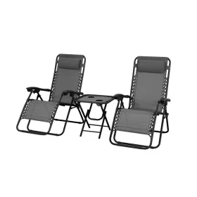 Delux 2x nyugágy és asztal szett szürke