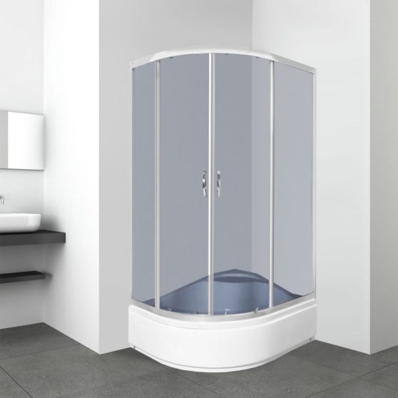 Katia 80x100 cm aszimmetrikus íves zuhanykabin zuhanytálcával