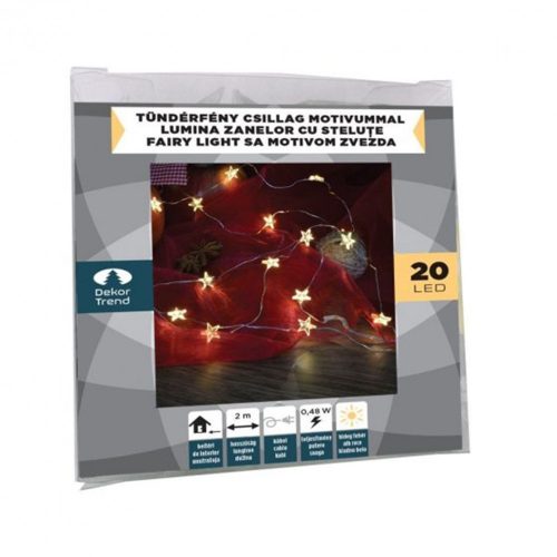Dekortrend Tündérfény csillag motivummal, 20 led, meleg fehér