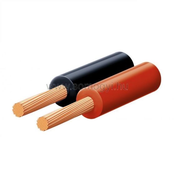Hangszóróvezeték, piros-fekete, 2x0,5mm, 100m/tekercs
