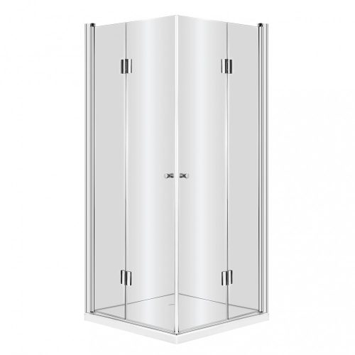 KERRIA szögletes dupla harmonika ajtós zuhanykabin 80x80x200 cm transparent üveg