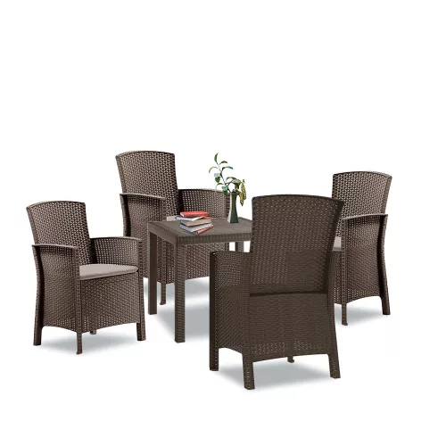 Leoni 4 személyes kerti bútor garnitúra barna