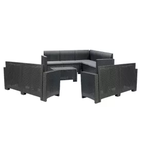 Nero VI 9 személyes sarok kerti bútor garnitúra grafit