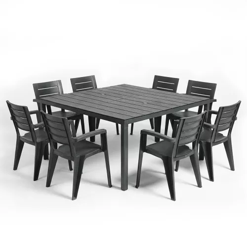 Rava 8+1 kerti bútor garnitúra szett grafit