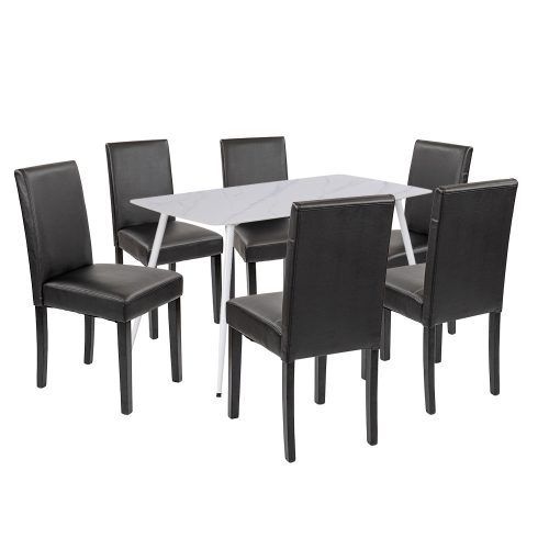 Megan 6+1 étkező garnitúra fehér-fekete