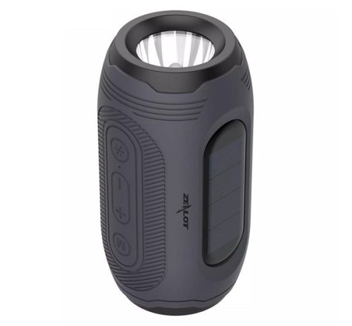 ZEALOT A4 bluetooth hordozható hangszóró v5.0, 1500mAh, 3W, IPX5 vízálló, napelemes töltés, zseblámpa funkció SZÜRKE