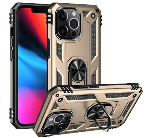 Defender műanyag telefonvédő ütésállóság, szilikon belső, tartógyűrű, mágneses ARANY