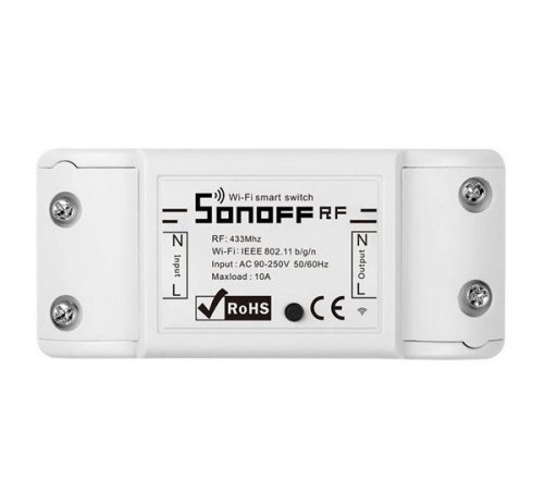 SONOFF RF R2 okos kapcsoló relé 1 csatornás, hangvezérlés, WiFi/433Mhz RF, mobil vezérlés, időzítő FEHÉR