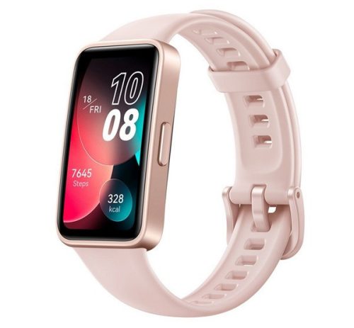 HUAWEI Band 8 bluetooth okoskarkötő aktivitásmérő, pulzusmérő, hívásjelzés, vízálló, 100 sport mód RÓZSASZÍN