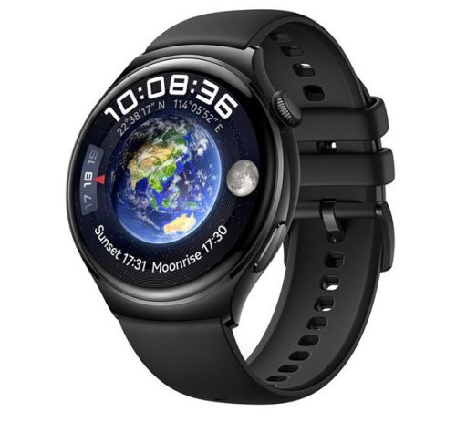 HUAWEI Watch 4 okosóra eSIM, szilikon szíj, rozsdamentes acél, aktivitásmérő, alvásmonitor, vízálló, 46mm FEKETE