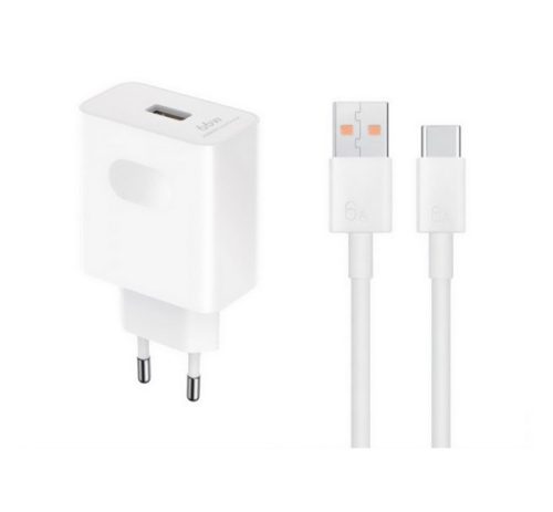 HONOR SuperCharger hálózati töltő USB aljzat 66W, gyorstöltő Type-C kábel FEHÉR