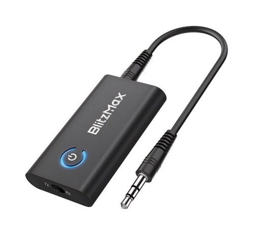 BLITZWOLF BLITZMAX bluetooth audió adapter v5.2, 3.5mm jack, AUX kimenet, TX/RX funkció, 250mAh belső akku FEKETE