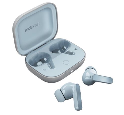 MOTOROLA BUDS bluetooth fülhallgató SZTEREO v5.3, TWS, mikrofon, aktív zajszűrő, vízálló + töltőtok VILÁGOSKÉK