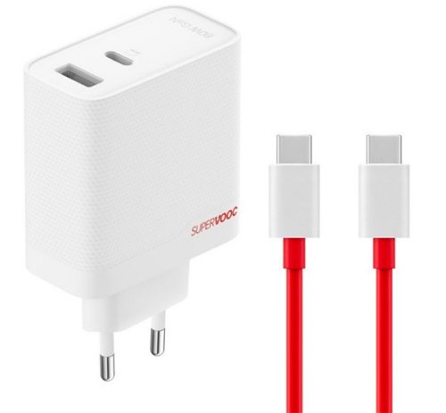 ONEPLUS SUPERVOOC hálózati töltő USBType-C aljzat 80W, PD gyorstöltő, GaN Type-C kábel FEHÉR