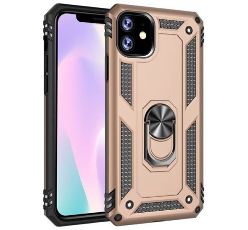 Defender műanyag telefonvédő ütésállóság, szilikon belső, tartógyűrű, mágneses ARANY