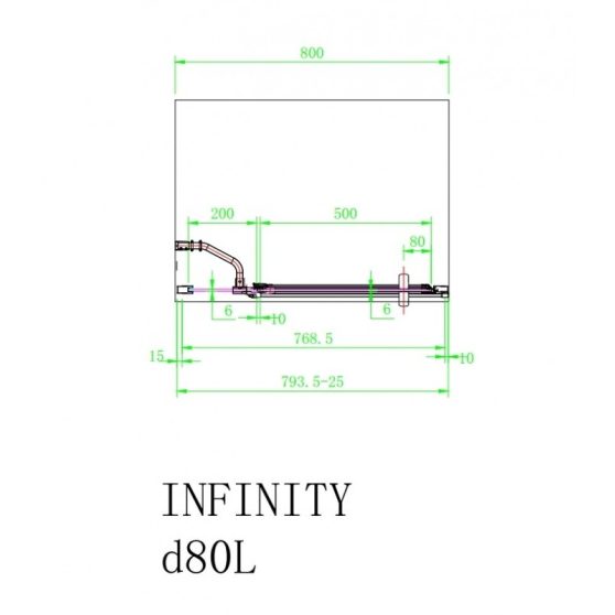 Infinity D zuhanyajtó fix fallal, baloldali beépítéssel