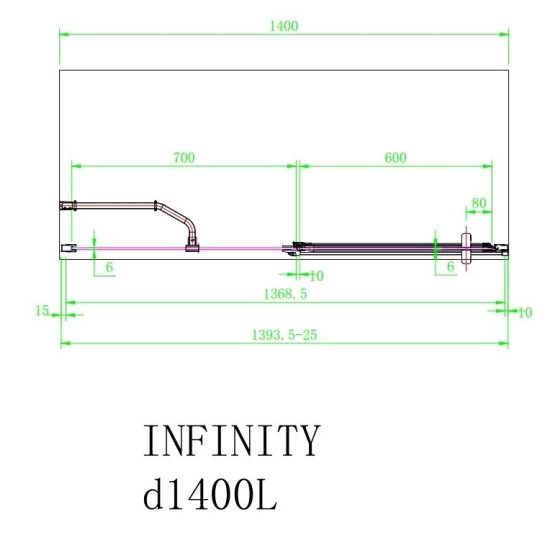 Infinity D 140x195 cm zuhanyajtó fix fallal baloldali beépítéssel