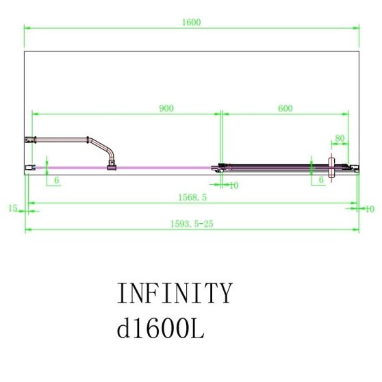 Infinity D zuhanyajtó fix fallal, baloldali beépítéssel