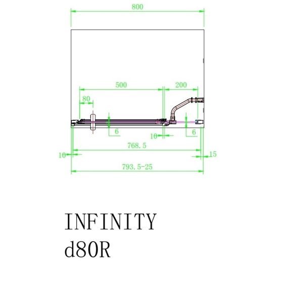 Infinity D zuhanyajtó fix fallal, jobboldali beépítéssel