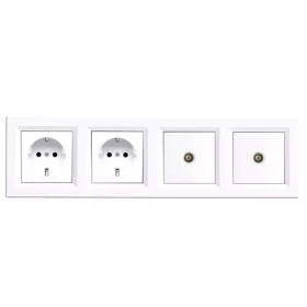   Nova IV kettő dugalj kettő TV csatlakozóval fehér kerettel