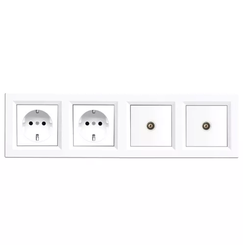 Nova IV kettő dugalj kettő TV csatlakozóval fehér kerettel