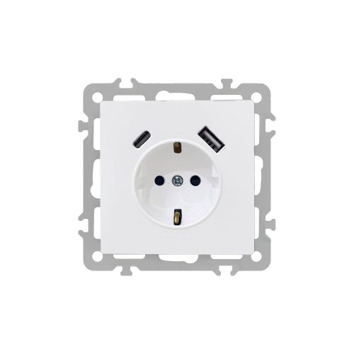 Nova földelt csatlakozóaljzat USB csatlakozóval 2A fehér