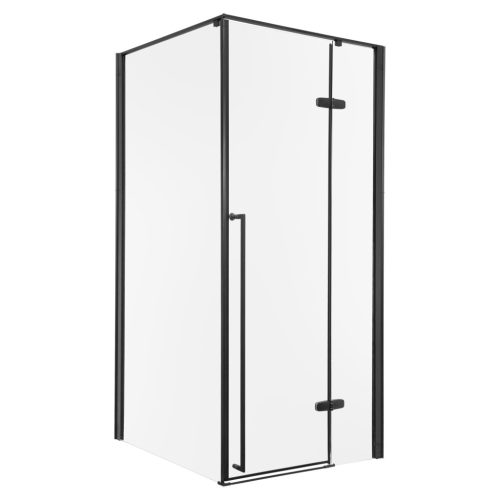 Long 80x80 fekete szögletes zuhanykabin tálca nélkül