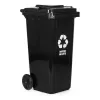 Hulladéktároló 120 l fekete, gumikerekekkel