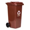 Hulladéktároló 120 l barna, gumikerekekkel
