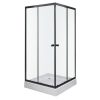 Olga SQ black szögletes zuhanykabin tálcával 91x91x196cm - fekete profil, víztiszta üveg