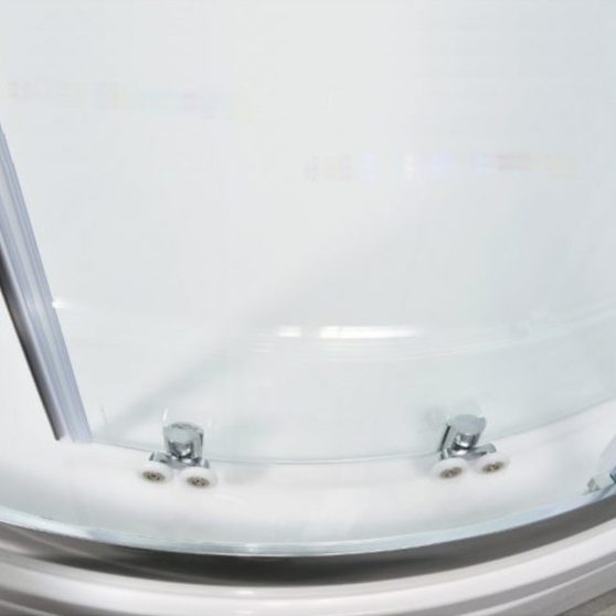 Briliant íves hátfalas zuhanykabin öntött márvány zuhanytálcával thermosztátos csapteleppel, csincsilla üveggel