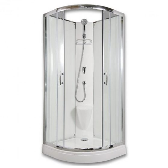 Briliant íves hátfalas zuhanykabin, chinchilla üveggel, beépített ülőkével,  öntött márvány zuhanytálcával