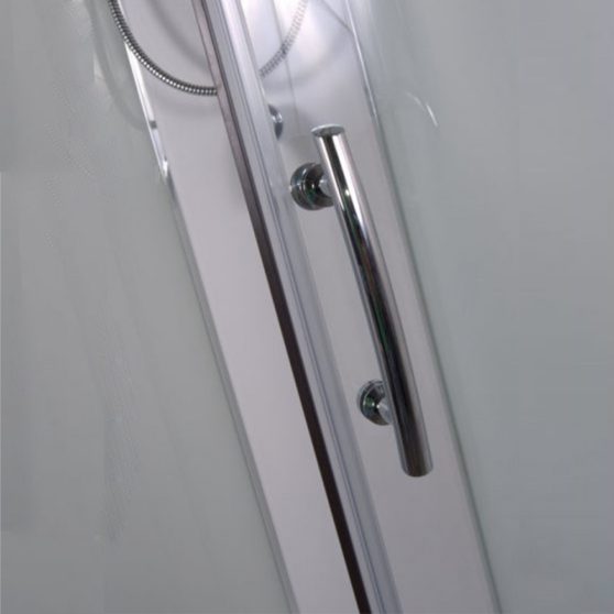 Briliant íves hátfalas zuhanykabin, chinchilla üveggel, beépített ülőkével és esőztetővel , öntött márvány zuhanytálcával