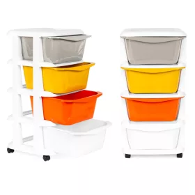   Guruló fiókos játéktároló szekrény 4 részes, élénk 36x35.5x74 cm