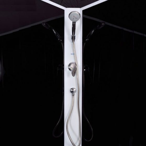 Polo Black II 90x90 cm szögletes fekete hátfalas zuhanykabin zuhanytálcával