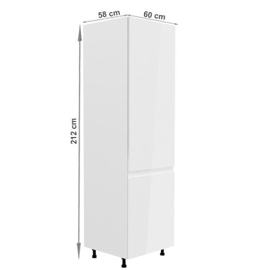 Hűtő beépítő szekrény, fehér-fehér extra magasfényű, jobbos, AURORA D60ZL