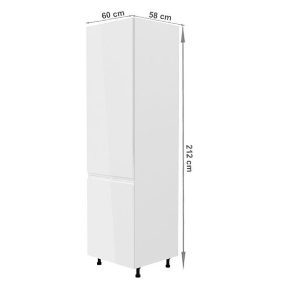 Hűtő beépítő szekrény, fehér-fehér extra magasfényű, balos, AURORA D60ZL