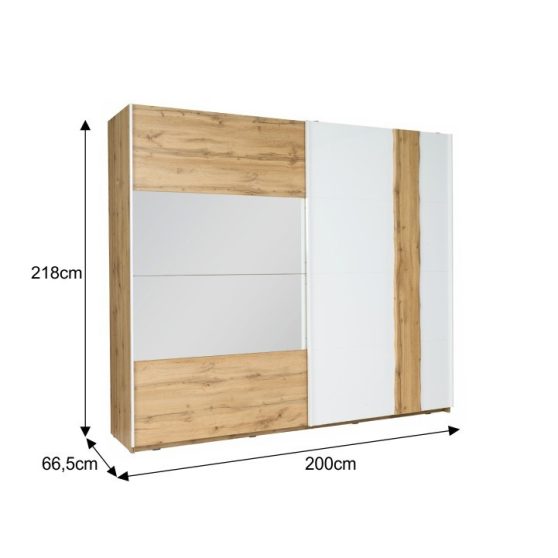 2-ajtós szekrény, tölgy wotan-fehér, VODENA 200